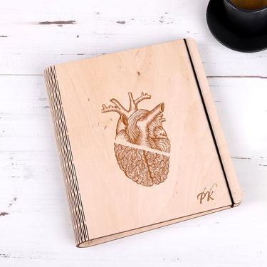 Notizbuch mit Holztafeln Motiv Vernunft und Gefühl