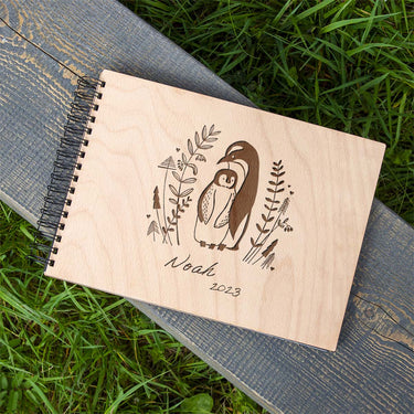 Album foto din lemn, decor Pinguin
